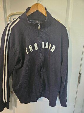 French Connection England Track Jacket XL Black Full Zip 90s Style